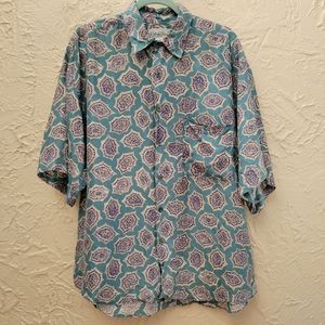Vintage Men's 100% Silk Cote de France Button Up Shirt
